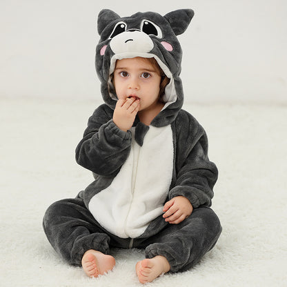 Baby Animal Flannel Romper - Soft Fleece Pajama Jumpsuit for Infants & Toddlers