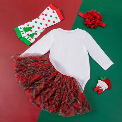 Festive Christmas Baby Skirt Suit - Adorable 4-Piece Holiday Outfit Set