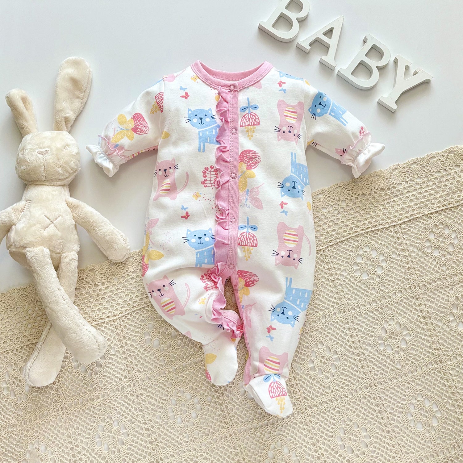 Baby Cotton Romper Long Sleeve Jumpsuit - Cute Animal Designs - Free Shipping