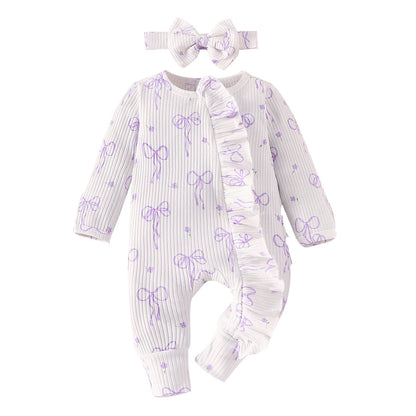 Baby Creative Bowknot Printed Long Sleeve Jumpsuit - Adorable One-Piece Suit - Free Shipping