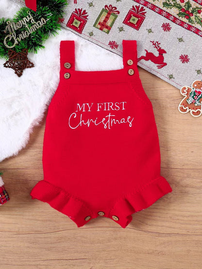 Baby Christmas Triangle Jumpsuit - Festive Snap-Closure Romper for Infants
