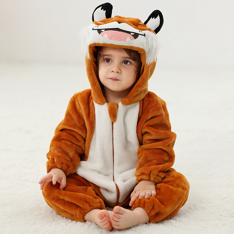 Baby Animal Flannel Romper - Soft Fleece Pajama Jumpsuit for Infants & Toddlers