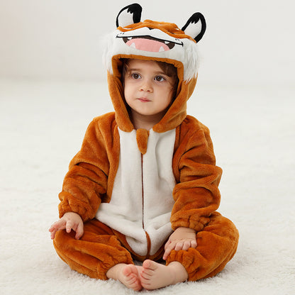 Baby Animal Flannel Romper - Soft Fleece Pajama Jumpsuit for Infants & Toddlers