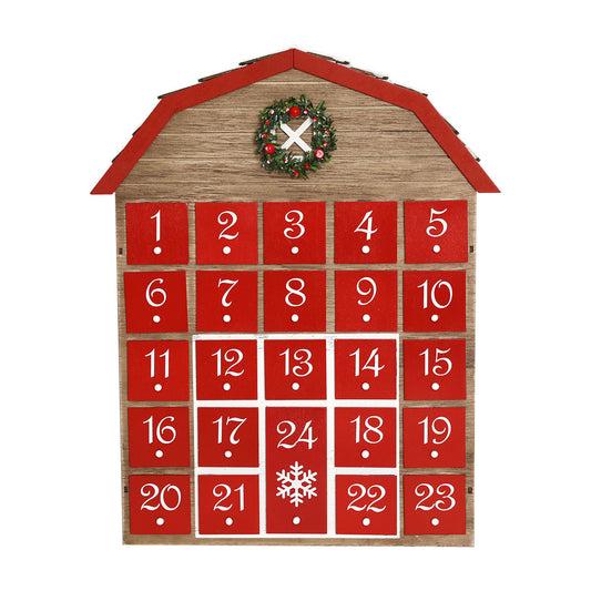 Christmas Wooden Countdown Calendar Barn American Country Ornaments