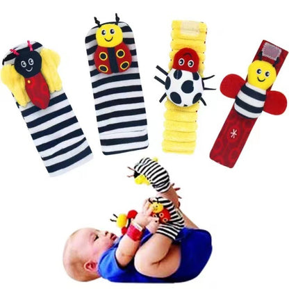 Baby Sensory Wrist Rattle & Socks Set - Cute Animal Cartoon Developmental Toy - Free Shipping