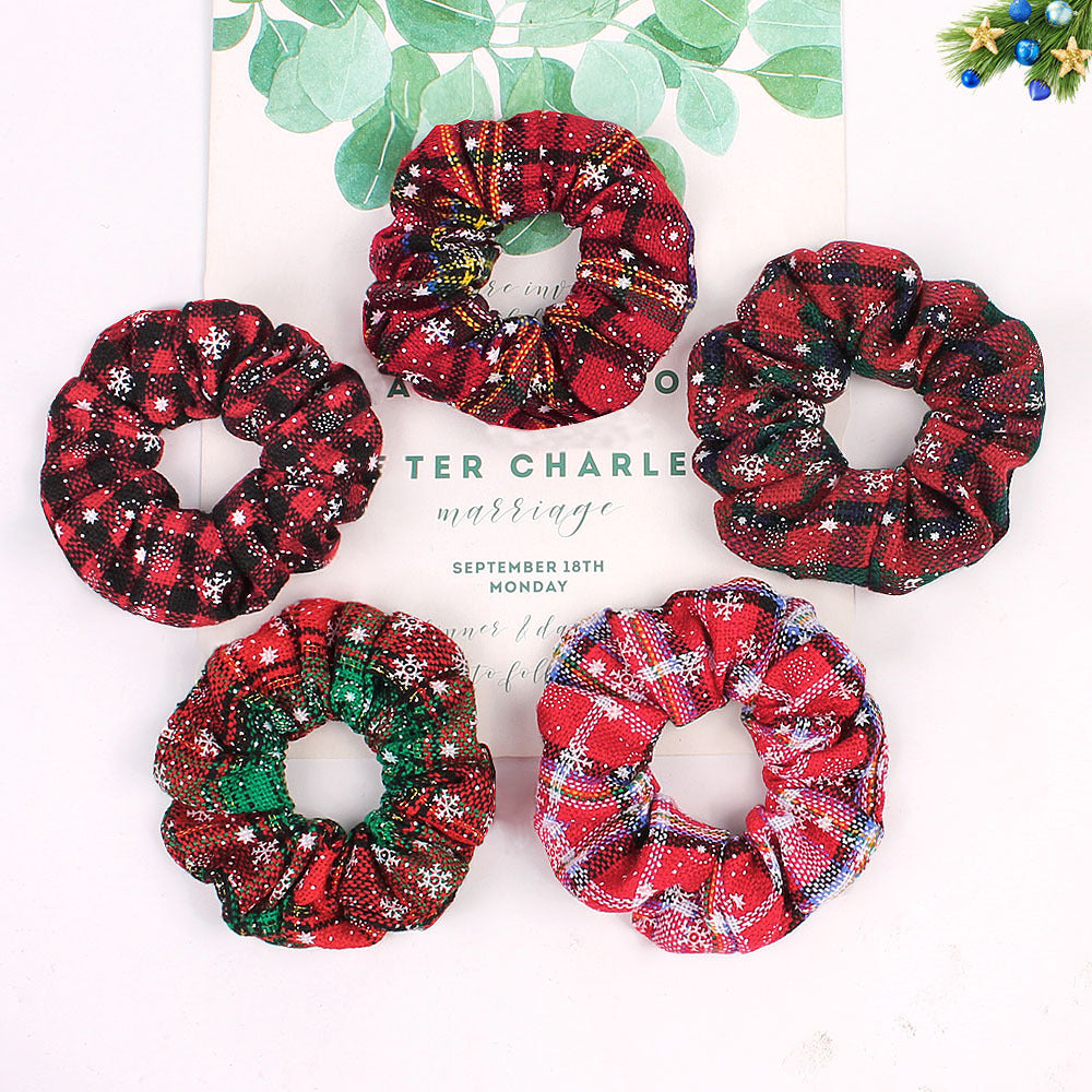 Christmas Velvet Scrunchie - Festive Hair Ring Accessory for Girls