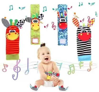 Baby Sensory Wrist Rattle & Socks Set - Cute Animal Cartoon Developmental Toy - Free Shipping