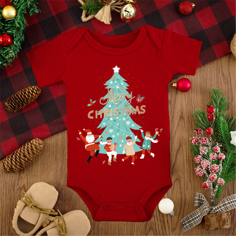 Merry Christmas Baby Romper - Adorable Red Deer Jumpsuit for Boys & Girls