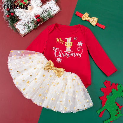 Christmas Baby Jumpsuit - Long Sleeve Holiday Romper for Autumn & Winter