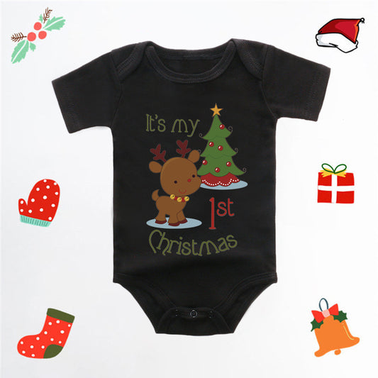 Merry Christmas Baby Romper - Adorable Red Deer Jumpsuit for Boys & Girls