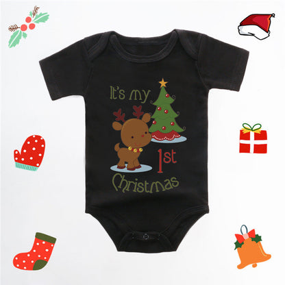 Merry Christmas Baby Romper - Adorable Red Deer Jumpsuit for Boys & Girls