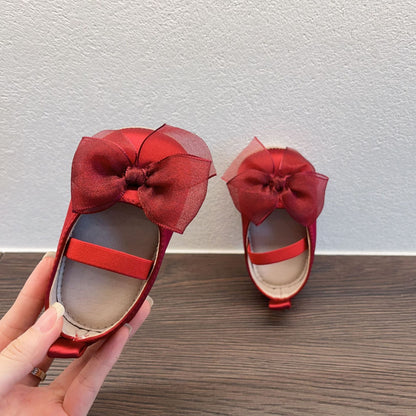 Toddler Princess Shoes - Soft Bottom Bow Velcro Pumps for Girls