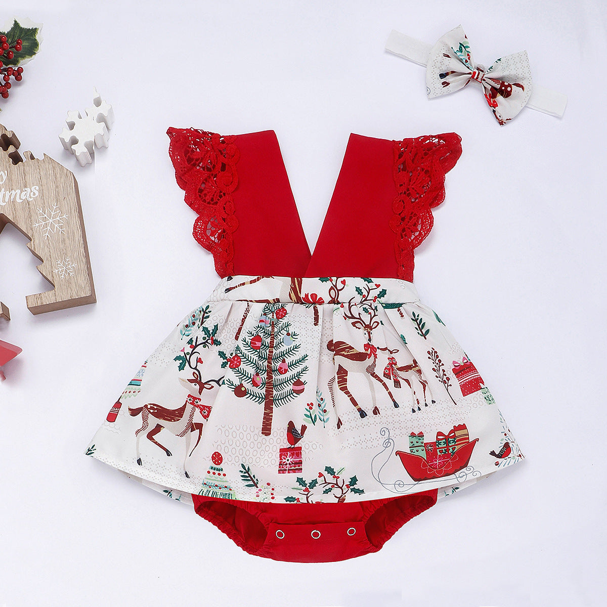 Christmas Princess Dress for Girls - Lace Flower Short Sleeve Party Dress