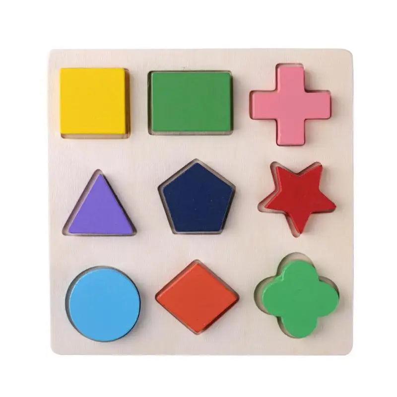 Wooden Geometric Shapes Montessori Puzzle - Educational Math Sorting Toy for Toddlers & Preschoolers