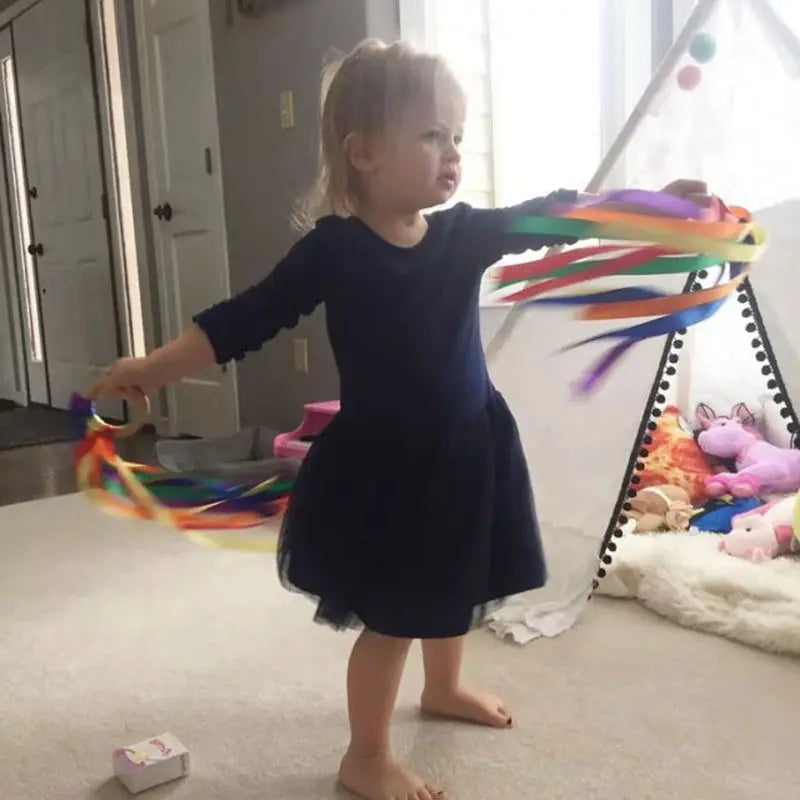 Montessori Sensory Ribbon Ring Toy - BPA-Free Baby Teether & Colour Recognition Toy for Newborns+