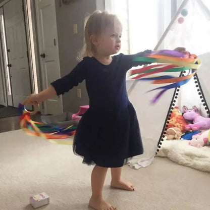 Montessori Sensory Ribbon Ring Toy - BPA-Free Baby Teether & Colour Recognition Toy for Newborns+