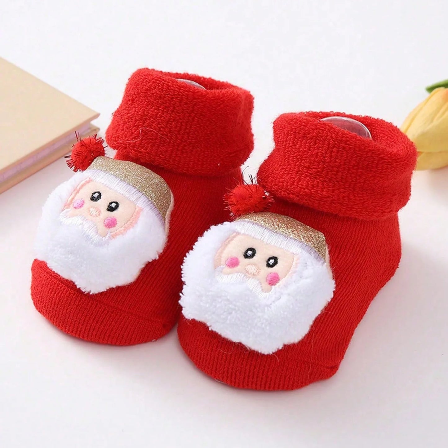 Cozy Santa Claus Baby Socks - Soft Knitted Christmas Socks for Newborns & Toddlers