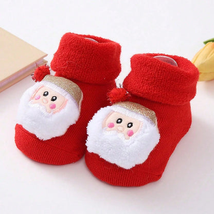 Cozy Santa Claus Baby Socks - Soft Knitted Christmas Socks for Newborns & Toddlers