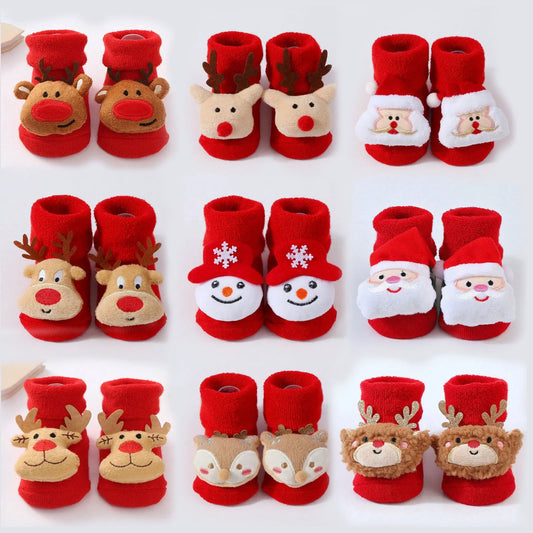 Cozy Santa Claus Baby Socks - Soft Knitted Christmas Socks for Newborns & Toddlers