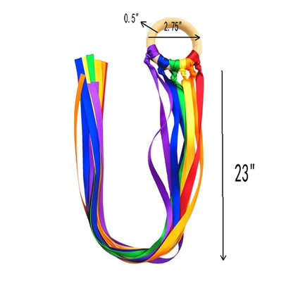 Montessori Sensory Ribbon Ring Toy - BPA-Free Baby Teether & Colour Recognition Toy for Newborns+