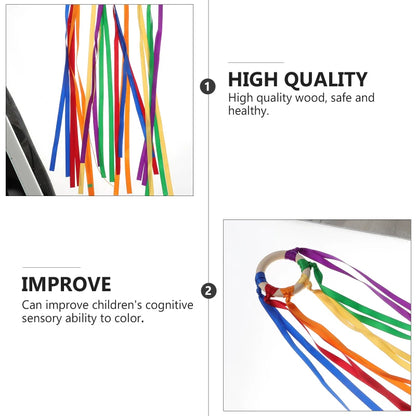 Montessori Sensory Ribbon Ring Toy - BPA-Free Baby Teether & Colour Recognition Toy for Newborns+