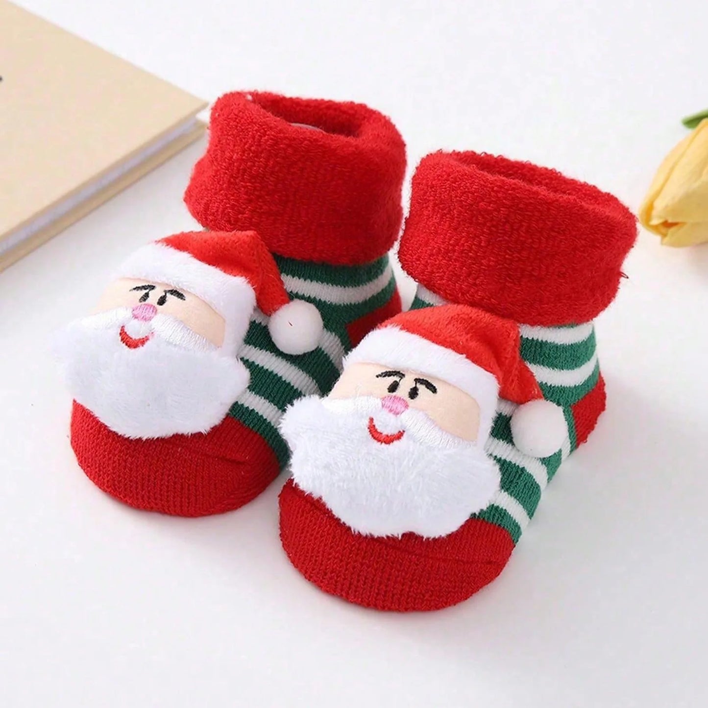 Cozy Santa Claus Baby Socks - Soft Knitted Christmas Socks for Newborns & Toddlers