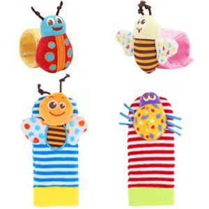 Baby Sensory Wrist Rattle & Socks Set - Cute Animal Cartoon Developmental Toy - Free Shipping