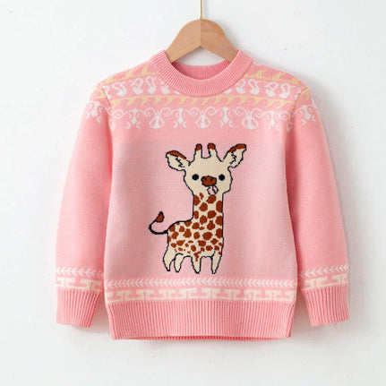 Cozy Elastic Pullover Sweater for Toddlers - Cartoon Design