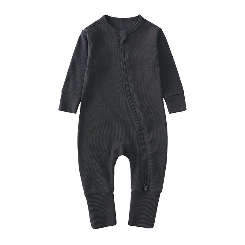 Newborn Solid Color Rib Fabric Romper - Soft One-Piece Baby Clothing - Free Shipping
