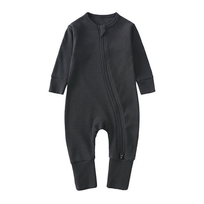 Newborn Solid Color Rib Fabric Romper - Soft One-Piece Baby Clothing - Free Shipping