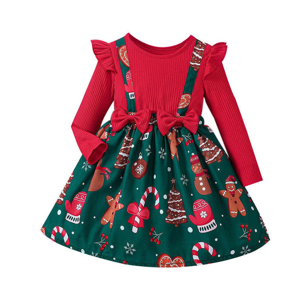 Christmas Patchwork Dress - Festive Two-Piece Style Baby Girl Dress