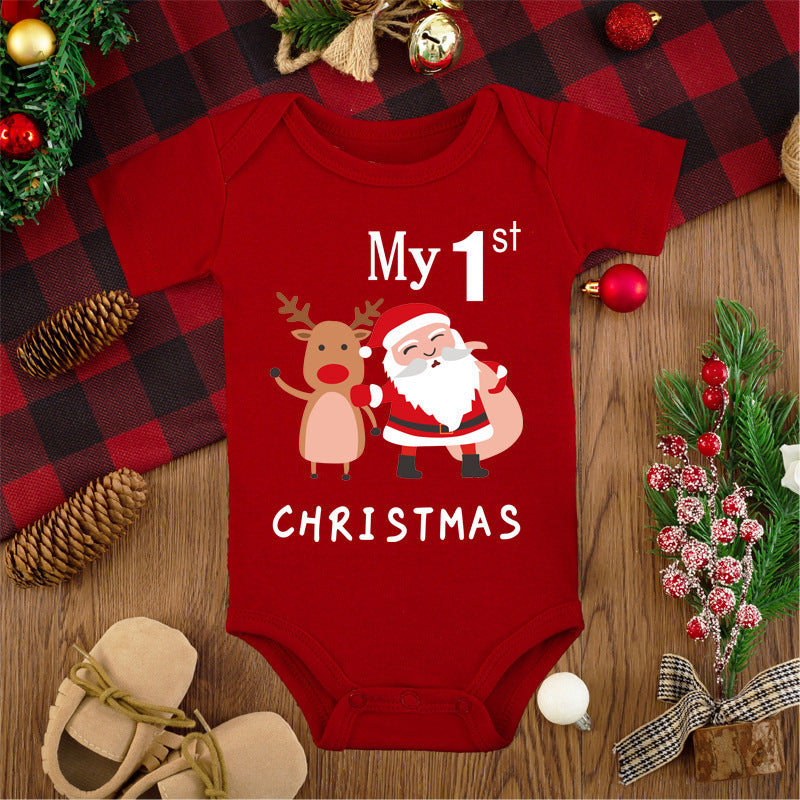 Merry Christmas Baby Romper - Adorable Red Deer Jumpsuit for Boys & Girls