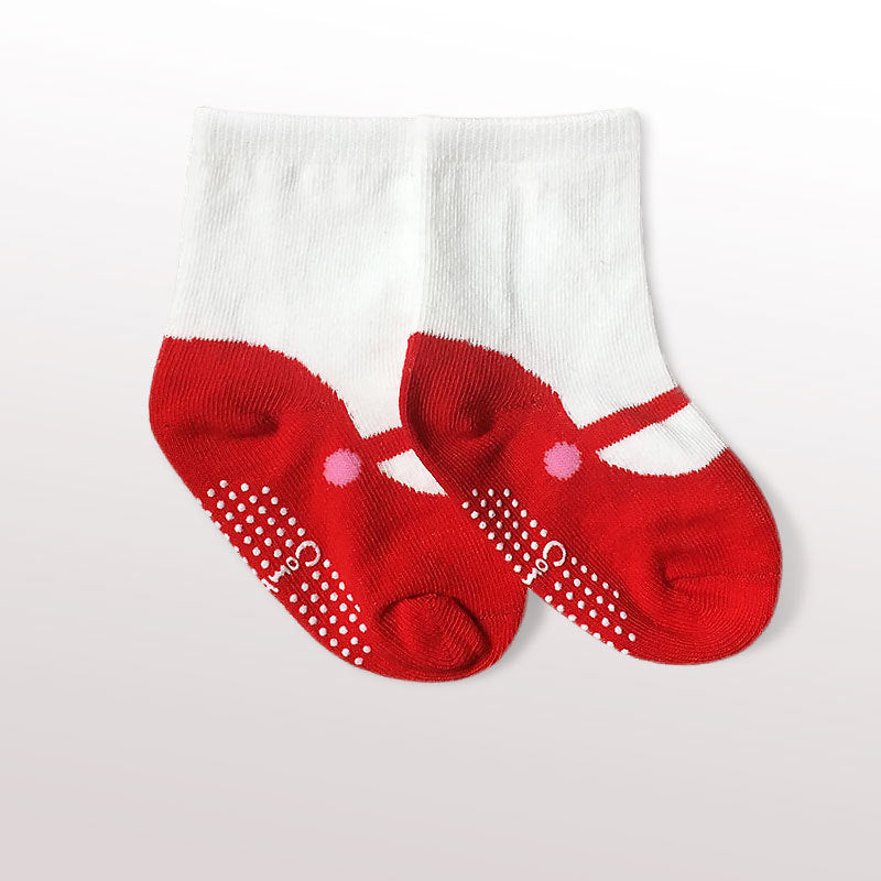 Baby Non-Slip Ankle Socks - Combed Cotton Ballet Socks with Grip Soles