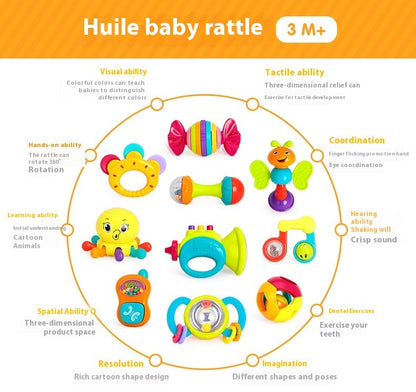 Baby Hand Grasping Rattle Toy - Sensory Development Teether for Infants