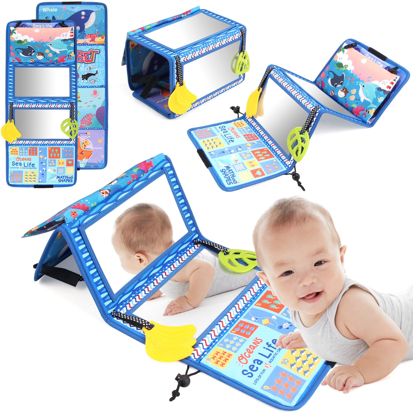 Baby Mirror Cloth Book - Four Folding Mirror Pendant Sensory Toy - Free Shipping