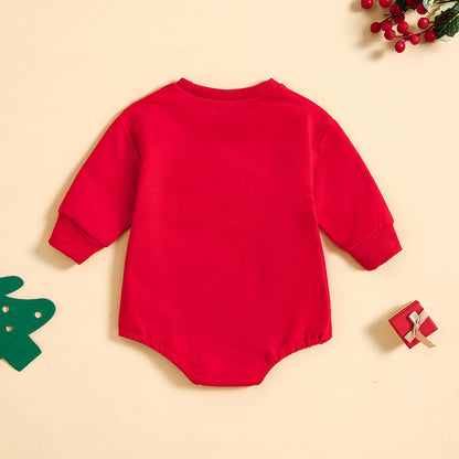 New Baby Printed Christmas Hat Cartoon Jumpsuit