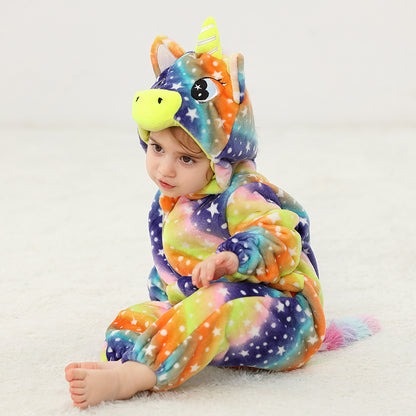 Baby Animal Flannel Romper - Soft Fleece Pajama Jumpsuit for Infants & Toddlers