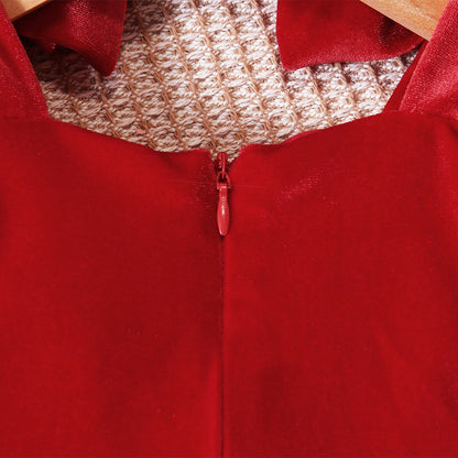 Girls Christmas Bow Suspender Dress - Adorable Bud Skirt Holiday Outfit