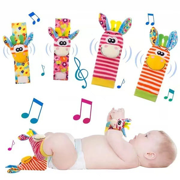 Baby Sensory Wrist Rattle & Socks Set - Cute Animal Cartoon Developmental Toy - Free Shipping