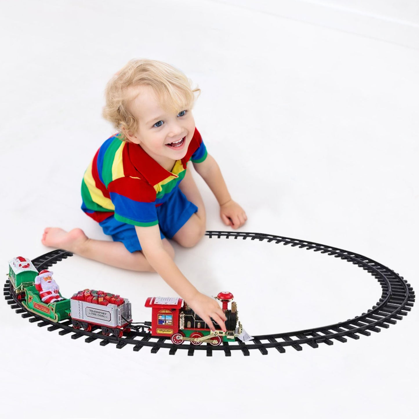 Christmas Electric Train Set - Battery Operated with Sound & Lights - Tree Surround Track - Free Shipping