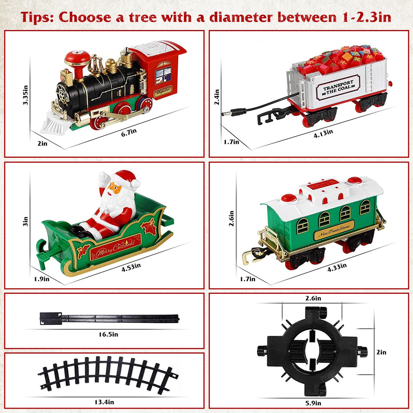 Christmas Electric Train Set - Battery Operated with Sound & Lights - Tree Surround Track - Free Shipping