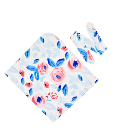 Baby Wraparound Swaddle Cloth with Rabbit Ears Hair Band - Newborn Gift Set - Free Shipping