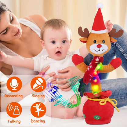 Interactive Christmas Dancing Toy - Singing Penguin/Elk Plush with Recording & Lights - Free Shipping