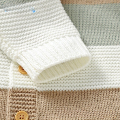 Knitted Striped Baby Romper Jumpsuit - Single-Breasted One-Piece for Boys & Girls - Free Shipping