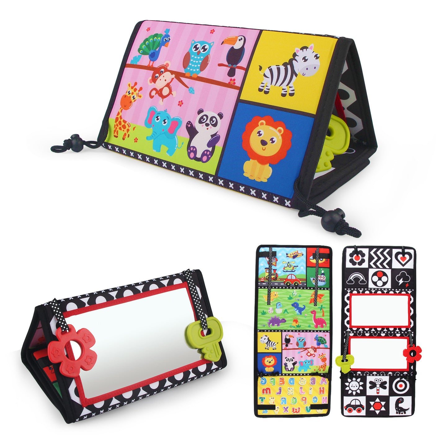 Baby Mirror Cloth Book - Four Folding Mirror Pendant Sensory Toy - Free Shipping