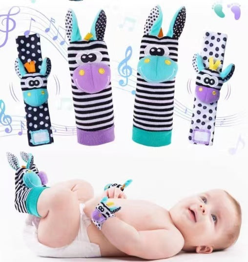 Baby Sensory Wrist Rattle & Socks Set - Cute Animal Cartoon Developmental Toy - Free Shipping