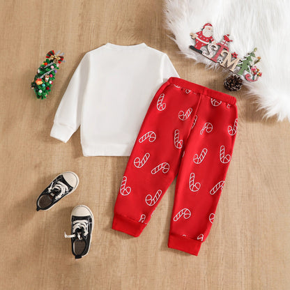 Christmas Candy Cane Embroidery Set for Children - Festive Holiday Outfit - Free Shipping