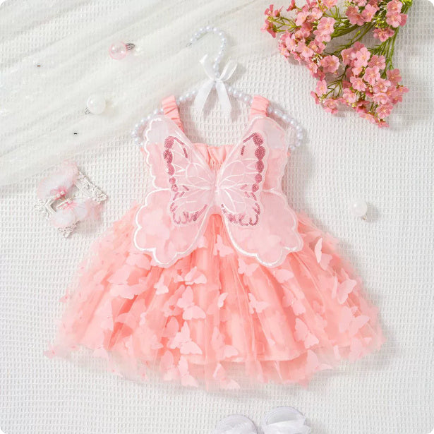 Baby Girl Butterfly Wings Princess Dress - Adorable Fairy Costume Outfit