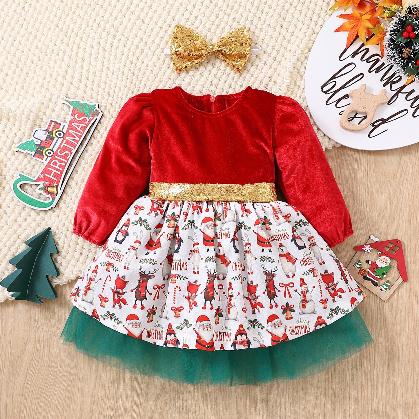 Girls Christmas Winter Outfit - Festive Holiday Dress for Ages 1-5 Years