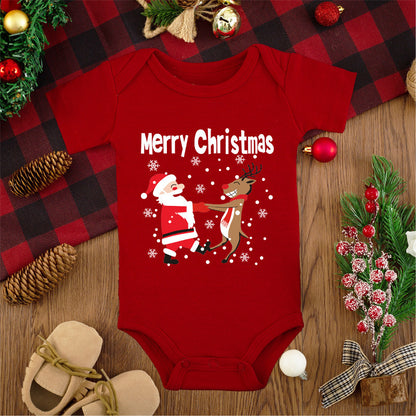 Merry Christmas Baby Romper - Adorable Red Deer Jumpsuit for Boys & Girls